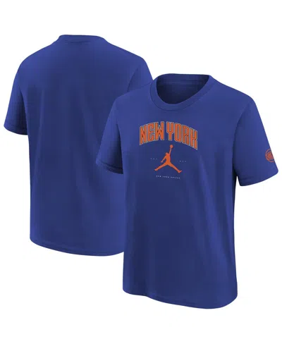 Jordan Kids' Big Boys And Girlsâ Blue New York Knicks Essential Cities T-shirt