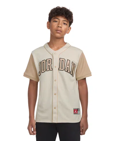 Jordan Kids' Big Boys Baseball Jersey T-shirt In Legend Light Brown