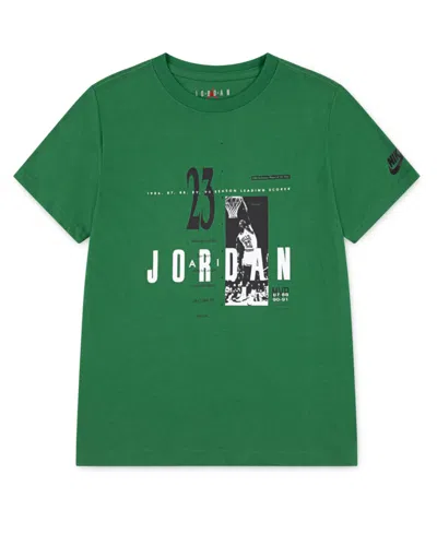 Jordan Kids' Big Boys Brand Crew Short Sleeve T-shirt In Pine Green