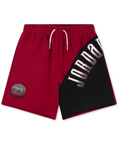 Jordan Kids' Big Boys Colorblocked Logo Pull-on Fleece Shorts In Red