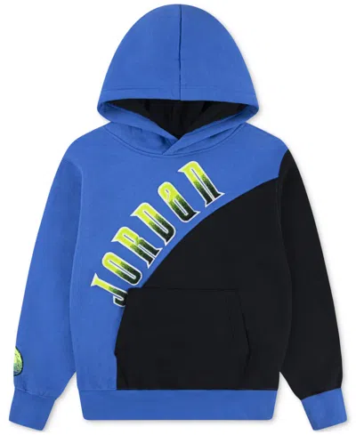 Jordan Kids' Big Boys Colorblocked Logo Pullover Hoodie In Blue