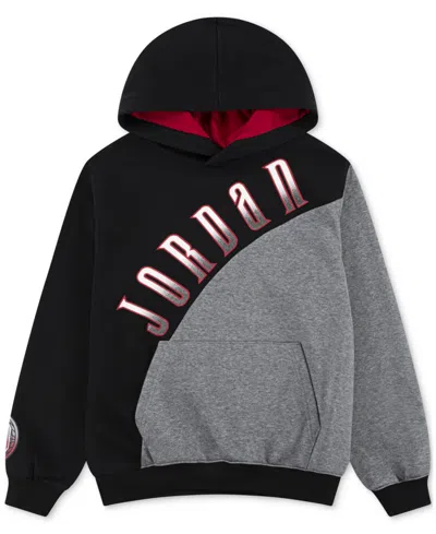 Jordan Kids' Big Boys Colorblocked Logo Pullover Hoodie In Black