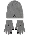 Jordan Big Boys Essentials Beanie And Gloves Set In Carbon Heather