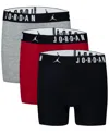 Jordan Big Boys Flight Dri-fit Cotton Core Boxer Briefs, Pack Of 3 In Gym Red,black