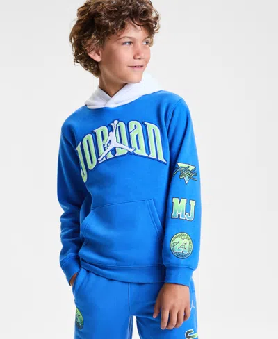 Jordan Kids' Big Boys Gametime Fleece Pullover Hoodie In Blue