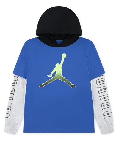 Jordan Kids' Big Boys Gametime Layered-look Hoodie In Blue