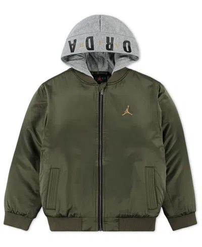 Jordan Kids' Big Boys Hooded Bomber Jacket In Green