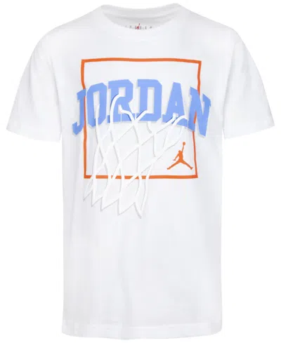 Jordan Kids' Big Boys Hoop Logo School T-shirt In White