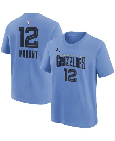 Jordan Kids' Big Boys  Brand Ja Morant Light Blue Memphis Grizzlies Statement Edition Name And Number Playe