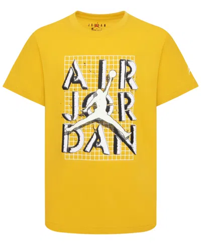 Jordan Kids' Big Boys  Stack Short Sleeve T-shirt In Yellow Ochre