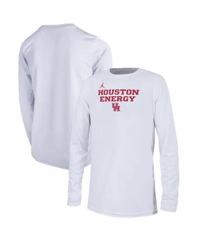 Jordan Kids' Big Boys  White Houston Cougars 2024 On-court Bench Energy T-shirt