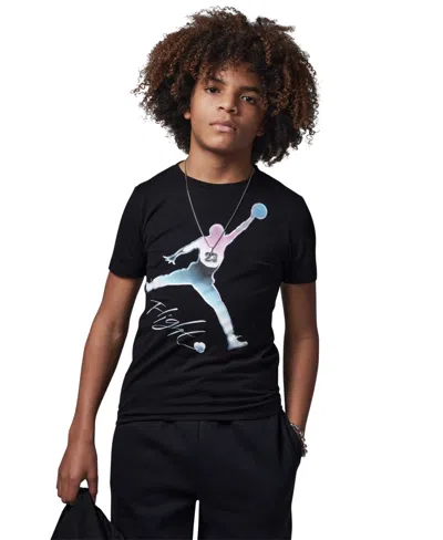 Jordan Kids' Big Boys Jumpman Flight Chrome Short Sleeve T-shirt In Black