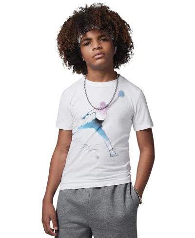 Jordan Kids' Big Boys Jumpman Flight Chrome Short Sleeve T-shirt In White
