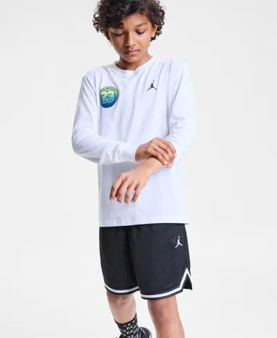 Jordan Kids' Big Boys Jumpman Global Rise Graphic Long-sleeve T-shirt In White
