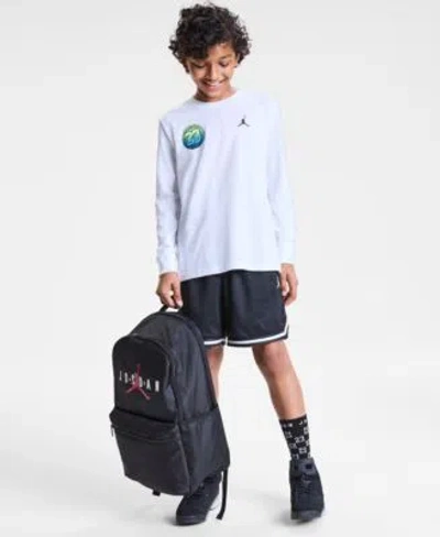Jordan Kids' Big Boys Jumpman Global Rise Graphic T Shirt Taping Mesh Shorts Jumpman Backpack In White