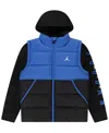 Jordan Big Boys Layered Look Hooded Jacket In Black