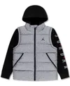 Jordan Big Boys Layered-look Hooded Jacket In Gray