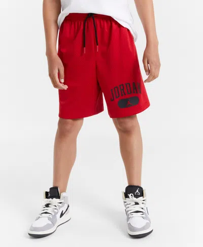 Jordan Kids' Big Boys Mesh Logo Shorts In Gym Red