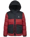 Jordan Big Boys Printed Full-zip Hooded Puffer Jacket In R78gym Red