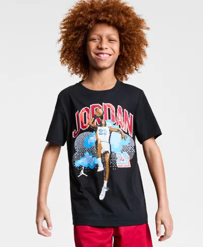 Jordan Kids' Big Boys Short-sleeve Pixel Graphic T-shirt In Black