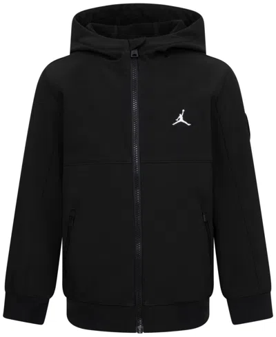 Jordan Kids' Big Boys Soft Shell Hooded Jacket In 023black