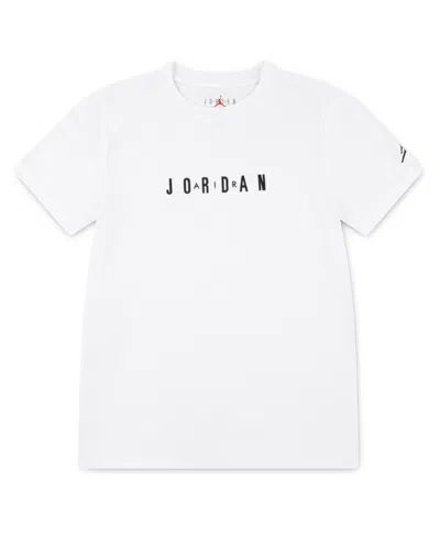 Jordan Kids' Big Boys Wordmark Embroidery Short Sleeve T-shirt In White