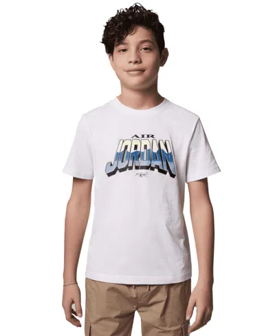 Jordan Kids' Big Boys World Graphic Short Sleeve T-shirt In White