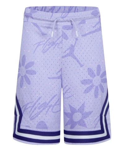 Jordan Kids' Big Girls Air Diamond Printed Shorts In Violet Frost