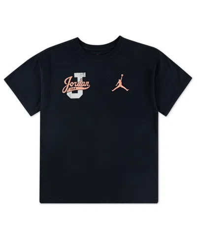 Jordan Kids' Big Girls Distressed Collegiate T-shirt In Black