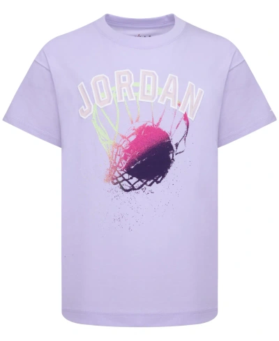 Jordan Kids' Big Girls Hoop Short Sleeve T-shirt In Violet Frost