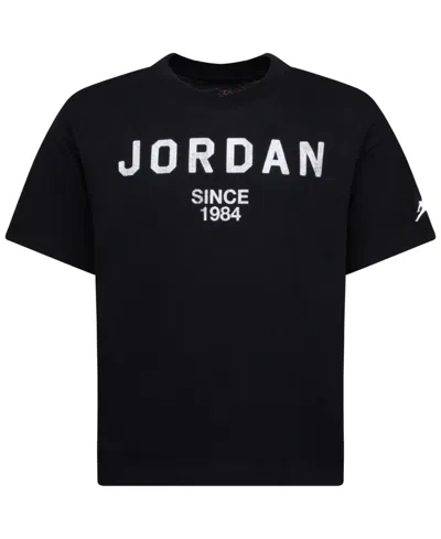 Jordan Kids' Big Girls Logo Read Boxy Short Sleeve Tee In Black