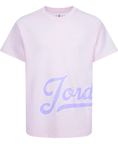 Jordan Kids' Big Girls Wrap Around Short Sleeve T-shirt In Pink Wash
