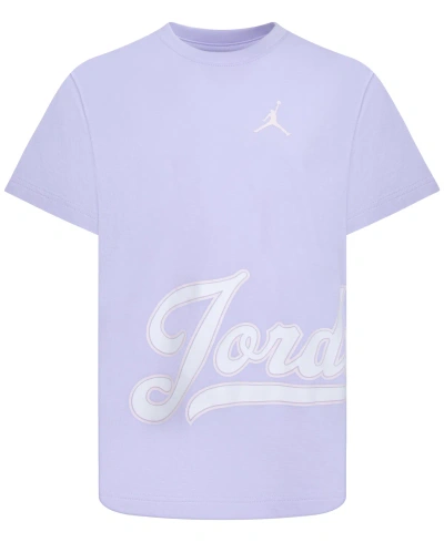 Jordan Kids' Big Girls Wrap Around Short Sleeve T-shirt In Violet Frost