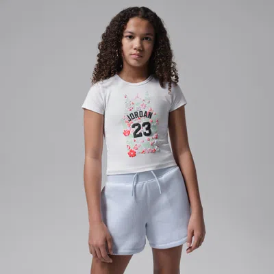 Jordan Big Kid's Floral Jersey T-shirt In White