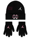 Jordan Big Kids 2-piece Neutral Patch Beanie And Gloves Set In Black