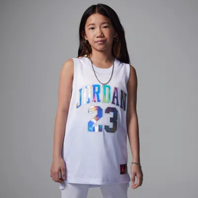 Jordan Big Kids' 23 Printed Metallic Jersey In Grey