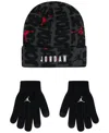 Jordan Big Kids 2fer Beanie Set In Black,anthracite
