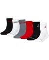 Jordan Boys  Jumpman 6 Pack Quarter Socks In Gym Red,black