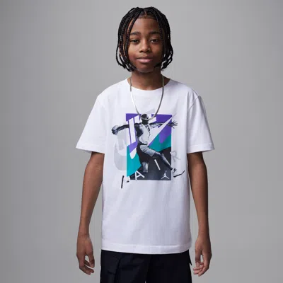 Jordan Big Kids' Air  5 Grape Escape T-shirt In White