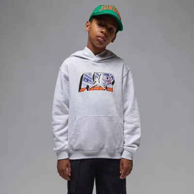 Jordan Big Kids' Air Postcard Pullover Hoodie In Gray