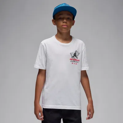 Jordan Big Kids' Aj5 Fire Red Tour T-shirt In White