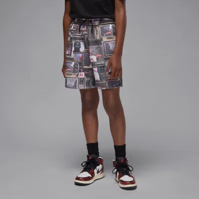 Jordan Big Kids' Brooklyn Printed Fleece Shorts In Black