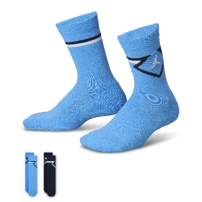 Jordan Big Kids' Diamond High Crew Socks (2 Pairs) In Blue