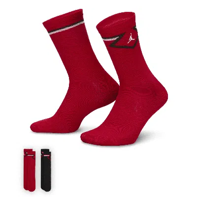 Jordan Big Kids' Diamond High Crew Socks (2 Pairs) In Red