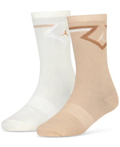 Jordan Big Kids Diamond Logo High Crew Socks, Set Of 2 (a $14.00 Value) In Coconut Milk