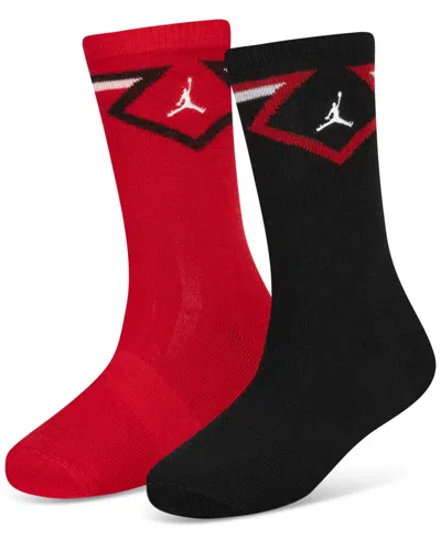 Jordan Big Kids Diamond Logo High Crew Socks, Set Of 2 (a $14.00 Value) In Gym Red
