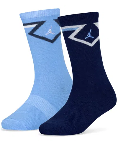 Jordan Big Kids Diamond Logo High Crew Socks, Set Of 2 (a $14.00 Value) In University Blue