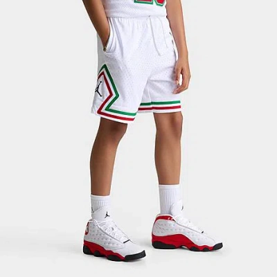 Jordan Big Kids Dri-fit Diamond Mesh Basketball Shorts In White