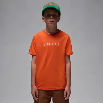 Jordan Big Kids' Embroidered Logo T-shirt In Orange