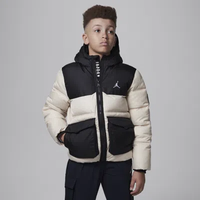 Jordan Boys' Hooded Faux Down Jacket - Big Kid In Brown